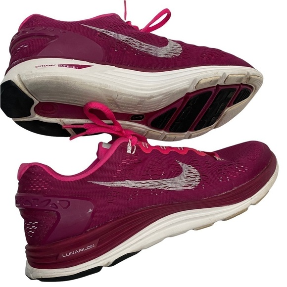 Nike Lunarglide 5 Running Shoes Mesh Raspberry Pink Sz 9.5 Preowned - Picture 9 of 13